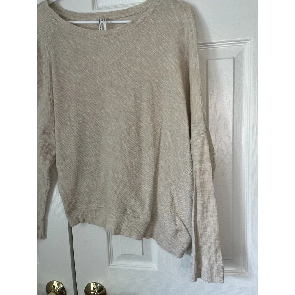Anthropologie Ribbed Beige Top Women Small